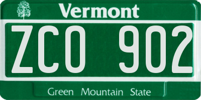 VT license plate ZCO902
