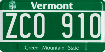 VT license plate ZCO910