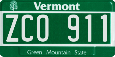 VT license plate ZCO911