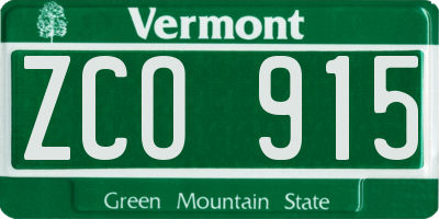VT license plate ZCO915