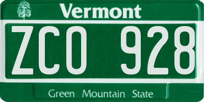 VT license plate ZCO928