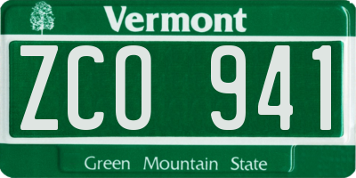 VT license plate ZCO941