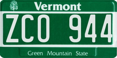 VT license plate ZCO944
