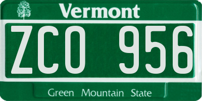 VT license plate ZCO956
