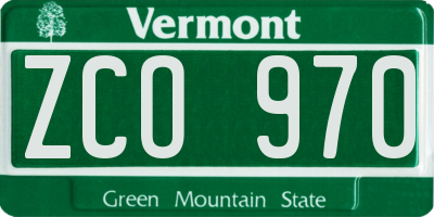 VT license plate ZCO970
