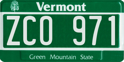 VT license plate ZCO971