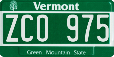VT license plate ZCO975