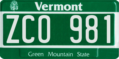 VT license plate ZCO981