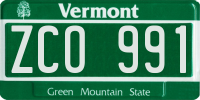 VT license plate ZCO991