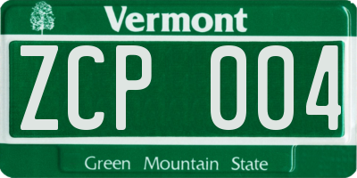 VT license plate ZCP004