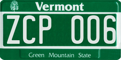 VT license plate ZCP006
