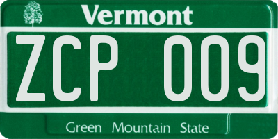 VT license plate ZCP009
