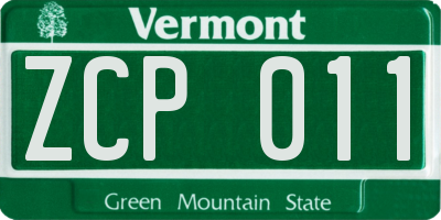 VT license plate ZCP011