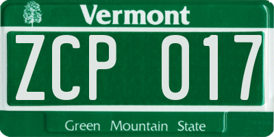 VT license plate ZCP017