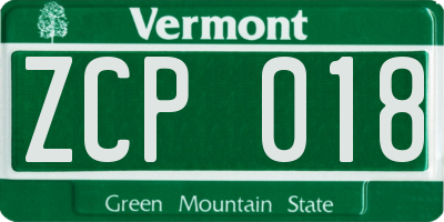 VT license plate ZCP018