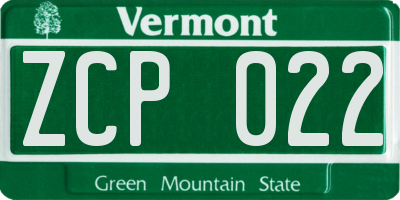 VT license plate ZCP022