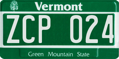 VT license plate ZCP024