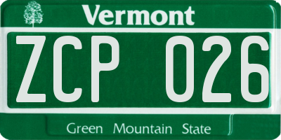 VT license plate ZCP026