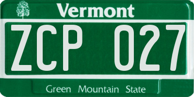 VT license plate ZCP027