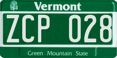 VT license plate ZCP028