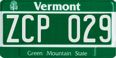 VT license plate ZCP029
