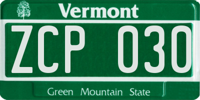 VT license plate ZCP030