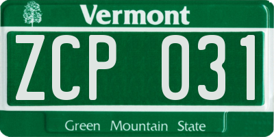 VT license plate ZCP031