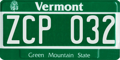VT license plate ZCP032