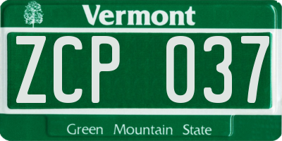 VT license plate ZCP037