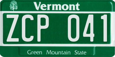 VT license plate ZCP041