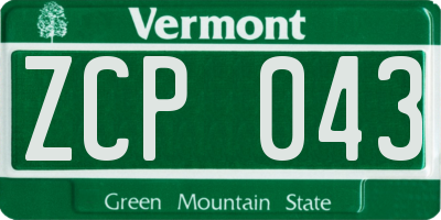 VT license plate ZCP043