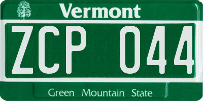VT license plate ZCP044