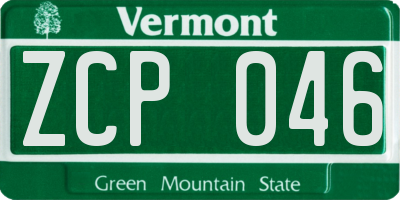 VT license plate ZCP046