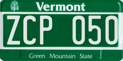 VT license plate ZCP050