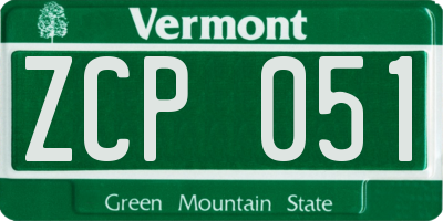 VT license plate ZCP051