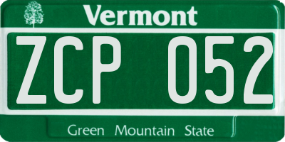 VT license plate ZCP052