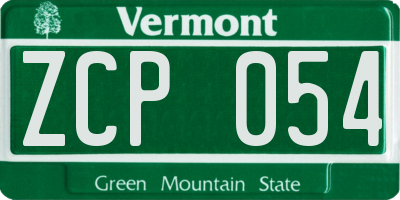 VT license plate ZCP054