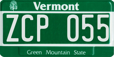 VT license plate ZCP055