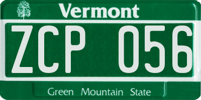 VT license plate ZCP056
