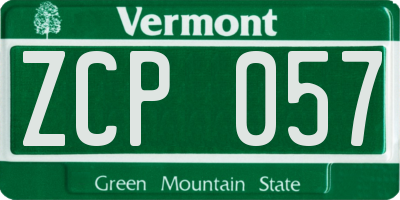 VT license plate ZCP057