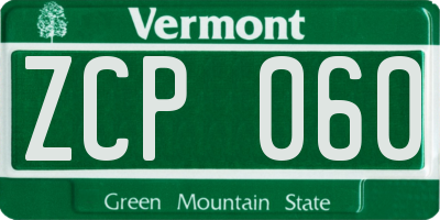 VT license plate ZCP060