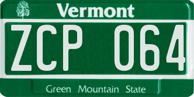 VT license plate ZCP064