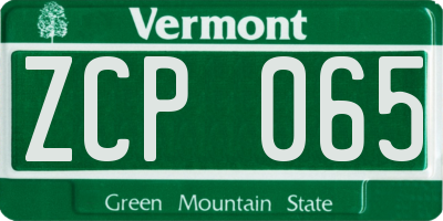 VT license plate ZCP065