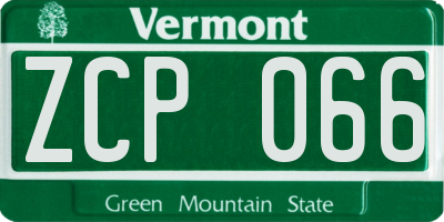 VT license plate ZCP066