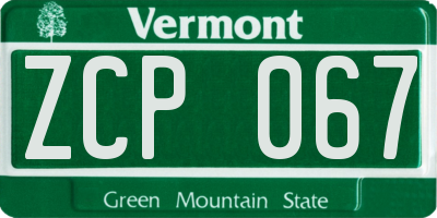 VT license plate ZCP067