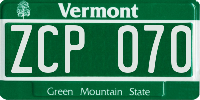VT license plate ZCP070