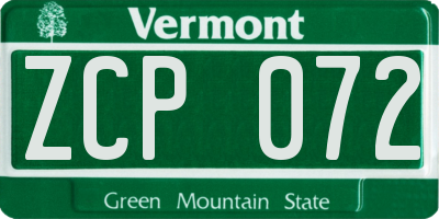VT license plate ZCP072