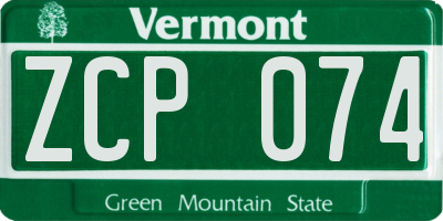 VT license plate ZCP074