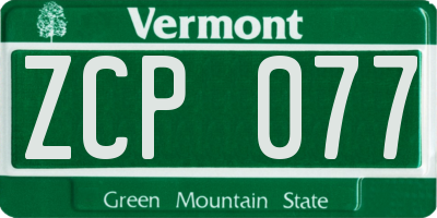 VT license plate ZCP077