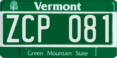 VT license plate ZCP081